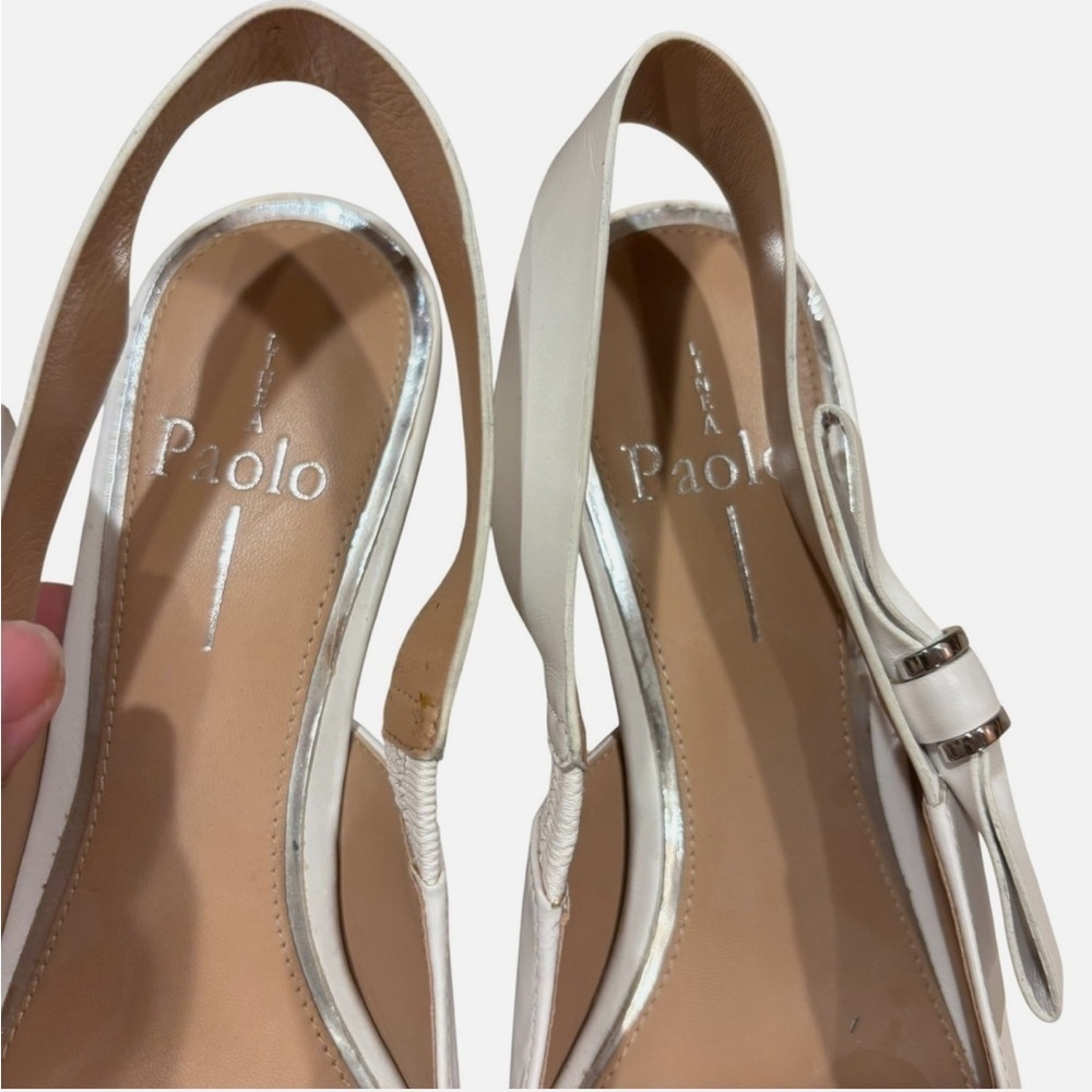Elegant White Sling Back Pointed Toe Heels Bow Detail Pumps 6.5 - Picture 5 of 10